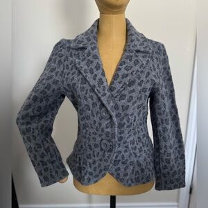 LISA INTERNATIONAL Gray Animal Print Blazer (Petite S)